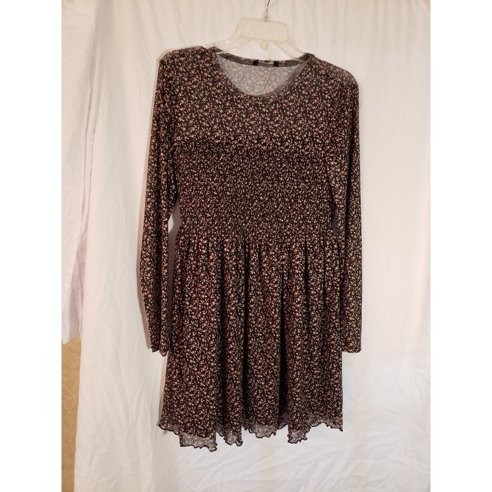 Women's Zudio Black Floral Long Sleeve Dress Size XL